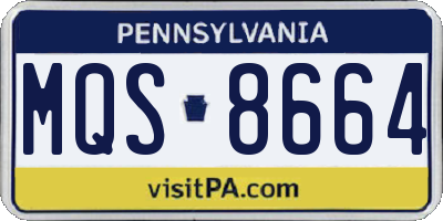 PA license plate MQS8664