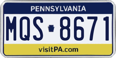 PA license plate MQS8671