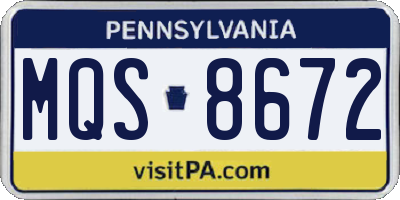 PA license plate MQS8672