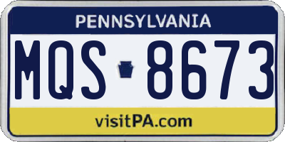 PA license plate MQS8673
