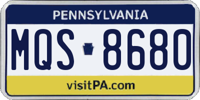 PA license plate MQS8680