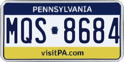 PA license plate MQS8684