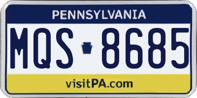 PA license plate MQS8685