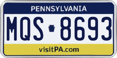 PA license plate MQS8693