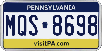PA license plate MQS8698