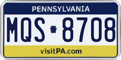 PA license plate MQS8708