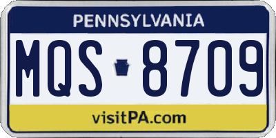 PA license plate MQS8709
