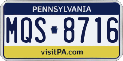 PA license plate MQS8716