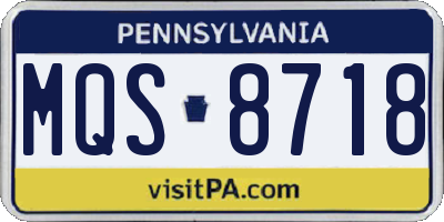PA license plate MQS8718
