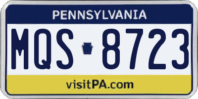 PA license plate MQS8723