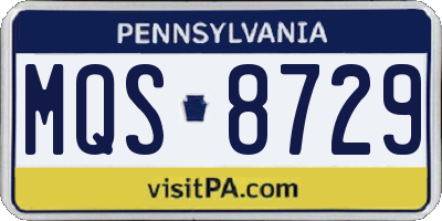 PA license plate MQS8729