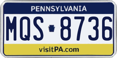 PA license plate MQS8736