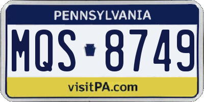PA license plate MQS8749