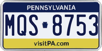 PA license plate MQS8753