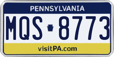 PA license plate MQS8773