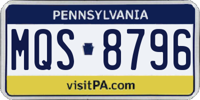 PA license plate MQS8796