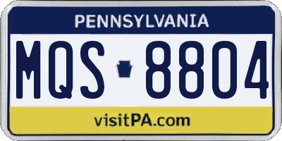 PA license plate MQS8804