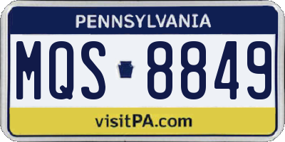 PA license plate MQS8849