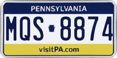 PA license plate MQS8874