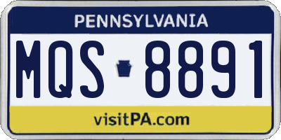 PA license plate MQS8891