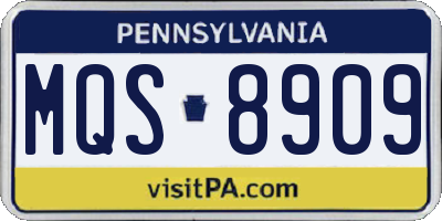 PA license plate MQS8909