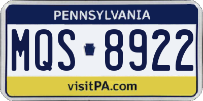 PA license plate MQS8922