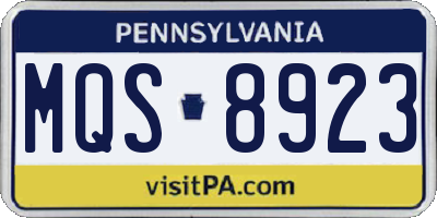 PA license plate MQS8923