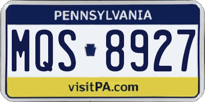 PA license plate MQS8927