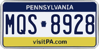 PA license plate MQS8928