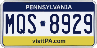 PA license plate MQS8929