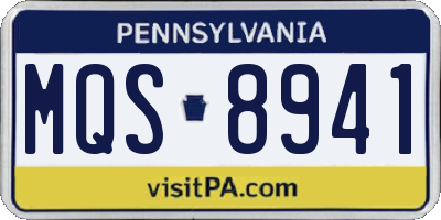 PA license plate MQS8941