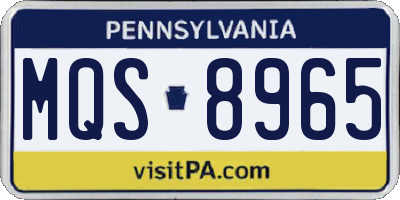 PA license plate MQS8965