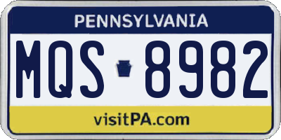 PA license plate MQS8982
