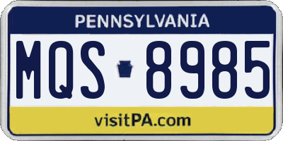 PA license plate MQS8985