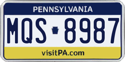 PA license plate MQS8987