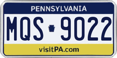 PA license plate MQS9022