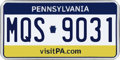 PA license plate MQS9031