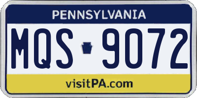 PA license plate MQS9072