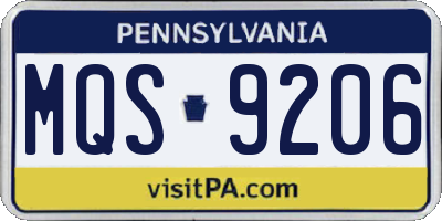 PA license plate MQS9206