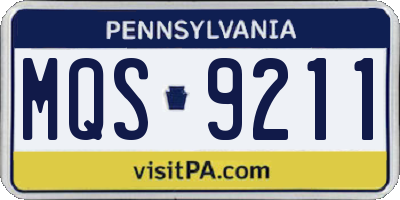 PA license plate MQS9211