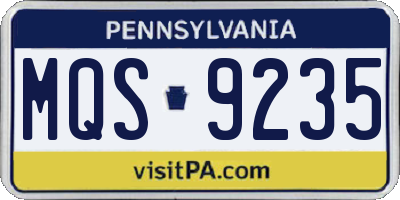 PA license plate MQS9235