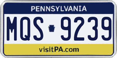 PA license plate MQS9239