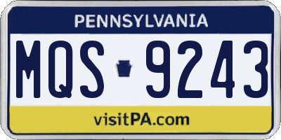 PA license plate MQS9243