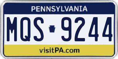 PA license plate MQS9244