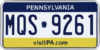 PA license plate MQS9261