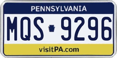 PA license plate MQS9296