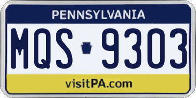 PA license plate MQS9303