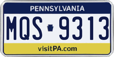 PA license plate MQS9313
