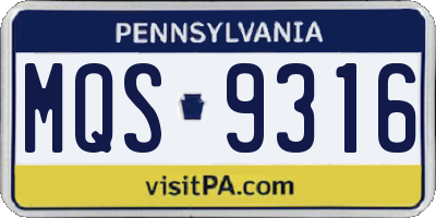 PA license plate MQS9316