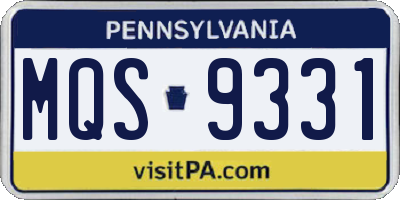 PA license plate MQS9331